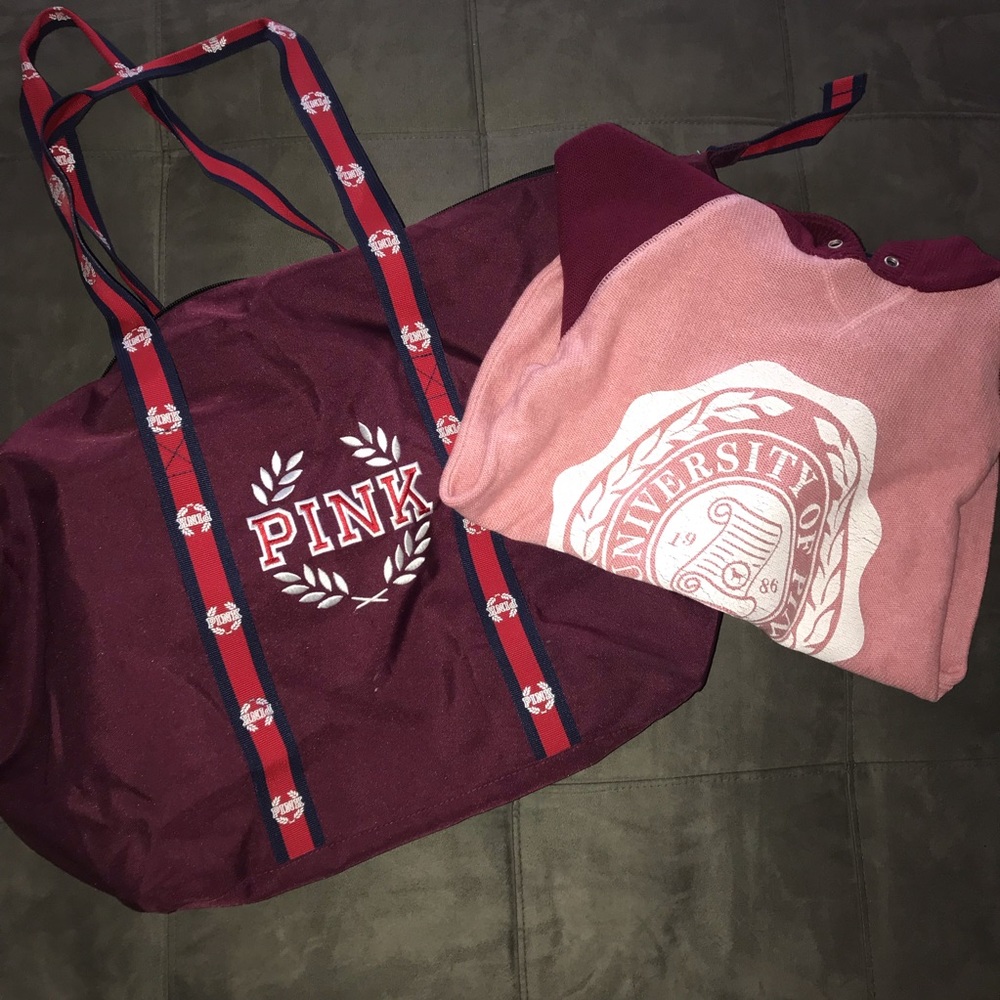 PINK Victoria’s Secret fitted hoodie & bag set